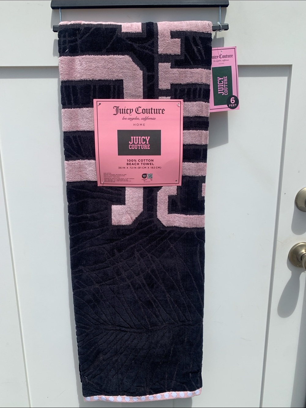 🆕- OVERSIZED BEACH TOWEL BY JUICY COUTURE HOME 6 FEET LONG LICORICE - Picture 4 of 7